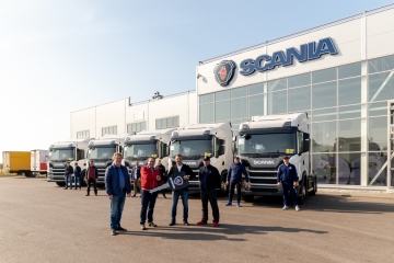 5.10.2020 компания ООО «Сканеж» отгрузила 13 тягачей Scania G410, работающих на газомоторном топливе, для крупного Белгородского клиента АО «СтройМатериалы».